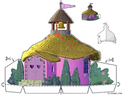 Size: 792x612 | Tagged: safe, derpibooru import, official, pony, arts and crafts, bell, building, bush, craft, door, flag, flower, g2, instructions, my little pony friendship gardens, papercraft, school