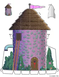 Size: 612x792 | Tagged: safe, derpibooru import, official, pony, arts and crafts, building, bush, craft, door, flower, g2, instructions, ladder, my little pony friendship gardens, papercraft, silo