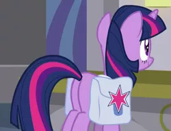 Size: 643x492 | Tagged: safe, derpibooru import, screencap, twilight sparkle, pony, unicorn, the point of no return, bag, butt, cropped, plot, saddle bag, solo, twibutt, unicorn twilight