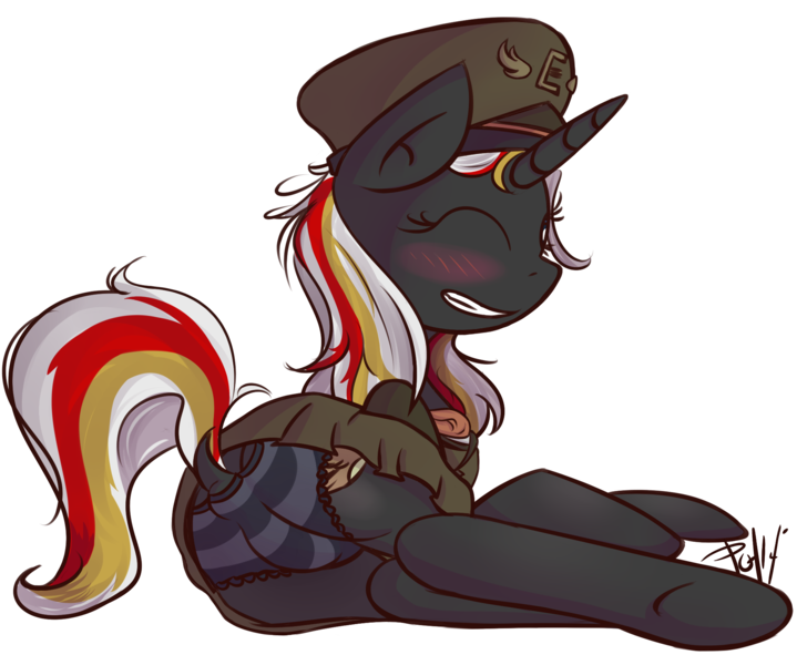 Size: 2042x1705 | Tagged: suggestive, artist:itspencilguy, derpibooru import, edit, editor:steampunk-brony, editor:steamy the brony, oc, oc:velvet remedy, unofficial characters only, pony, unicorn, fallout equestria, fanfic, adorasexy, anus cameltoe, black underwear, blue underwear, blushing, butt, clothes, crotch bulge, cute, dock, eyes closed, fanfic art, female, frilly underwear, grand pegasus enclave, grin, hat, hooves, horn, looking at you, looking back, looking back at you, mare, messy mane, miniskirt, one eye closed, panchira, panties, panty shot, plot, presenting, raised tail, rear view, sexy, side, simple background, skirt, skirt lift, smiling, solo, solo female, striped underwear, tail, the ass was fat, transparent background, underhoof, underwear, uniform, upskirt, wink