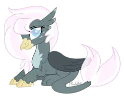 Size: 1600x1244 | Tagged: safe, artist:ipandacakes, derpibooru import, oc, oc:brook feather, unofficial characters only, hippogriffon, hybrid, pony, female, fish tail, interspecies offspring, magical lesbian spawn, offspring, parent:gabby, parent:silverstream, parents:gabbystream, prone, simple background, solo, transparent background