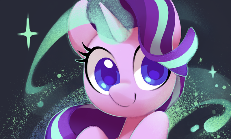 Size: 900x541 | Tagged: safe, artist:dawnfire, derpibooru import, starlight glimmer, pony, unicorn, advertisement, bust, colored pupils, cute, female, glimmerbetes, glowing horn, horn, looking at you, magic, mare, patreon, patreon preview, portrait, solo