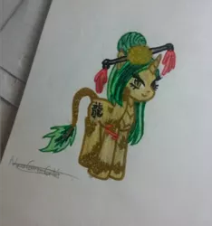 Size: 1932x2060 | Tagged: safe, artist:nurkako, derpibooru import, ponified, dracony, dragon, hybrid, monster pony, pony, unicorn, accessories, barely pony related, crossover, dragon tail, jinafire long, mattel, monster, monster high