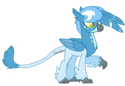 Size: 1600x1096 | Tagged: safe, artist:ipandacakes, derpibooru import, oc, oc:jay spray, unofficial characters only, hippogriffon, hybrid, pony, base used, colored pupils, interspecies offspring, leg fluff, magical lesbian spawn, male, offspring, parent:gabby, parent:silverstream, parents:gabbystream, raised hoof, simple background, smiling, solo, transparent background