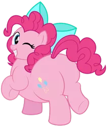 Size: 1920x2275 | Tagged: safe, artist:aleximusprime, derpibooru import, pinkie pie, earth pony, pony, balloonbutt, bow, butt, cute, diapinkes, fat, female, hair bow, looking back, mare, older, older pinkie pie, one eye closed, plot, plump, pudgy pie, simple background, smiling, solo, thick, transparent background, wink