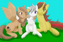 Size: 2048x1366 | Tagged: safe, derpibooru import, oc, oc:silver stardust, unofficial characters only, earth pony, pegasus, pony, unicorn, friendship, group hug, hug