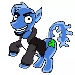 Size: 303x300 | Tagged: safe, artist:vinny van yiffy, derpibooru import, ponified, pony, cell, clothes, facial hair, grin, jacket, male, osmosis jones, simple background, smiling, solo, stallion, white background