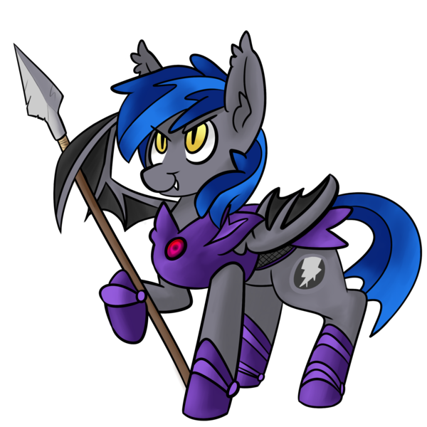 Size: 2100x2100 | Tagged: safe, artist:myahster, derpibooru import, oc, oc:styxus, unofficial characters only, bat pony, pony, bat wings, fangs, gem, gem in armor, guard, male, night guard, salute, smiling, solo, wings