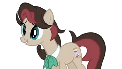 Size: 1280x720 | Tagged: safe, artist:herfaithfulstudent, derpibooru import, oc, oc:corellia, earth pony, pony, bowtie, female, offspring, parent:doctor whooves, parent:roseluck, parents:doctorrose, simple background, solo, transparent background, vector