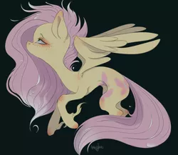 Size: 2300x2000 | Tagged: safe, artist:labglab, derpibooru import, fluttershy, pegasus, pony, black background, female, mare, rcf community, simple background, solo, unshorn fetlocks, wings