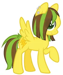 Size: 580x694 | Tagged: safe, artist:mindmusic, derpibooru import, oc, oc:thunderjolt, pegasus, pony, bolt, brown, ear piercing, earring, earth, earthtones, electricity, female, green, jewelry, jolty, lightning, lip ring, piercing, solo, yellow