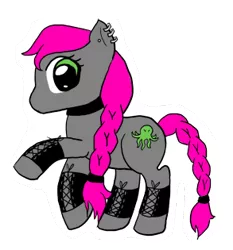 Size: 293x315 | Tagged: safe, artist:eruanna, derpibooru import, oc, oc:whiplash, octopus, pony, bdsm, gray, piercing, pink