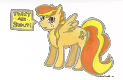 Size: 784x510 | Tagged: safe, artist:jolty, derpibooru import, oc, oc:honey twist, bee, insect, pegasus, pony, colored pencil drawing, food, honey, honeycomb (structure), mindmusic, pencil crayons, pencils, traditional art