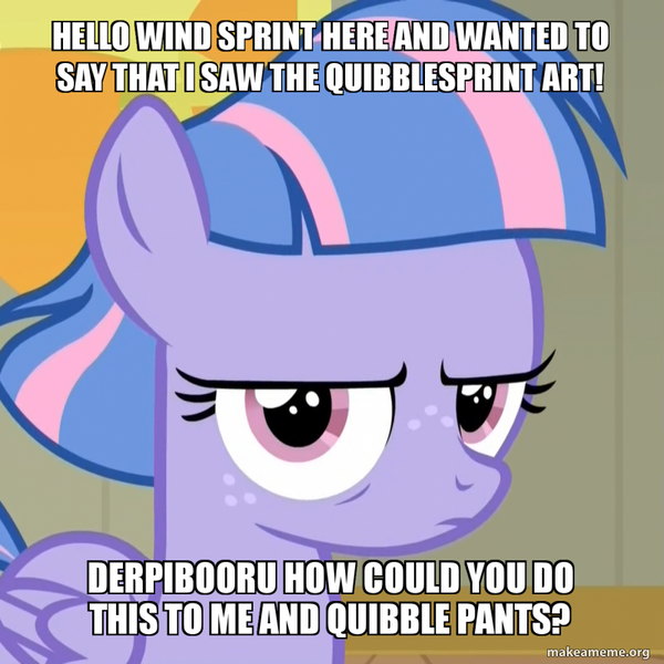 Size: 800x800 | Tagged: artist needed, safe, derpibooru import, edit, edited screencap, screencap, quibble pants, wind sprint, pegasus, pony, derpibooru, common ground, season 9, spoiler:s09, annoyed, caption, cropped, disapproval, exclamation point, exploitable meme, female, filly, foal, freckles, frown, glare, implied quibblesprint, implied shipping, implied straight, lidded eyes, looking at you, looking back, looking back at you, male, meme, memegenerator, meta, nostrils, outdoors, question, question mark, quibblesprint, reaction image, shipping, solo, straight, symbol, text, text edit, wall of tags, watermark, website, wind sprint is not amused