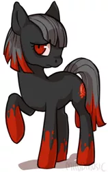 Size: 430x680 | Tagged: safe, artist:mindmusic, derpibooru import, oc, oc:crimson tide, pony, black, dark, emo, gothic, red, solo, splatter