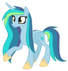Size: 1401x1453 | Tagged: safe, artist:leaficun3, derpibooru import, oc, oc:everfree, alicorn, pony, alicorn oc, base used, clothes, horn, royal guard, shoes, show accurate artwork, smiling, wings