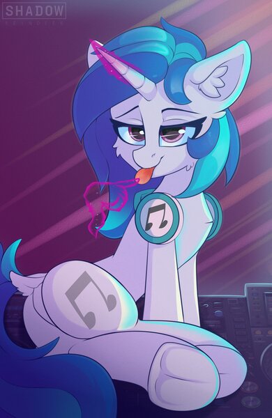 Size: 1535x2362 | Tagged: safe, artist:shadowreindeer, derpibooru import, vinyl scratch, pony, butt, female, looking at you, plot, remastered, solo