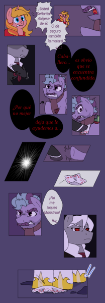 Size: 600x1725 | Tagged: safe, artist:yokokinawa, derpibooru import, oc, oc:dracula, oc:dreamy sweet, pony, comic, spanish, translation request