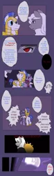 Size: 600x1920 | Tagged: safe, artist:yokokinawa, derpibooru import, oc, oc:dracula, oc:dreamy sweet, pony, comic, royal guard, spanish, translation request