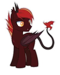 Size: 1080x1344 | Tagged: safe, artist:colordroplovelyart, artist:s-oujiisan, derpibooru import, oc, oc:shadow chaser, unofficial characters only, demon, demon pony, original species, pony, base used, bat wings, ear piercing, earring, eye scar, fangs, horns, jewelry, male, piercing, scar, simple background, solo, stallion, transparent background, wings