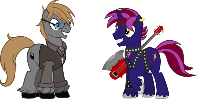 Size: 2250x1125 | Tagged: safe, artist:theeditormlp, derpibooru import, oc, oc:jake hammerquist, oc:the editor, unofficial characters only, earth pony, pony, clothes, glasses, guitar, male, musical instrument, shirt, simple background, stallion, transparent background, vector, vest