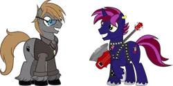 Size: 2250x1125 | Tagged: safe, artist:theeditormlp, derpibooru import, oc, oc:jake hammerquist, oc:the editor, unofficial characters only, earth pony, pony, clothes, glasses, guitar, male, musical instrument, shirt, simple background, stallion, transparent background, vector, vest