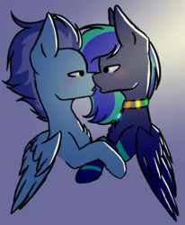 Size: 278x338 | Tagged: safe, artist:yourventilationyt, derpibooru import, oc, oc:crispy, oc:moonstone mark, unofficial characters only, pony, collar, gay, kissing, male, oc x oc, shipping