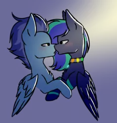 Size: 339x359 | Tagged: safe, artist:yourventilationyt, derpibooru import, oc, oc:crispy, oc:moonstone mark, unofficial characters only, pony, collar, gay, kissing, male, oc x oc, shipping