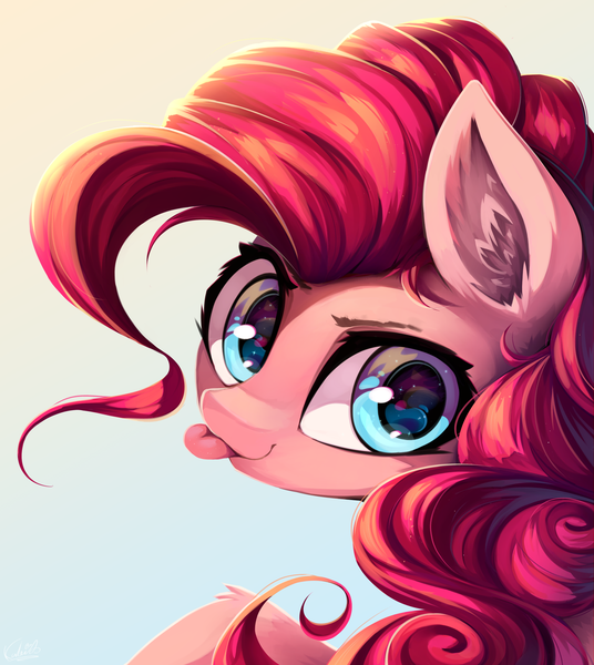 Size: 2320x2598 | Tagged: safe, artist:kaleido-art, derpibooru import, pinkie pie, earth pony, pony, :p, bust, cute, diapinkes, ear fluff, female, leg fluff, looking at you, mare, portrait, silly, solo, tongue out