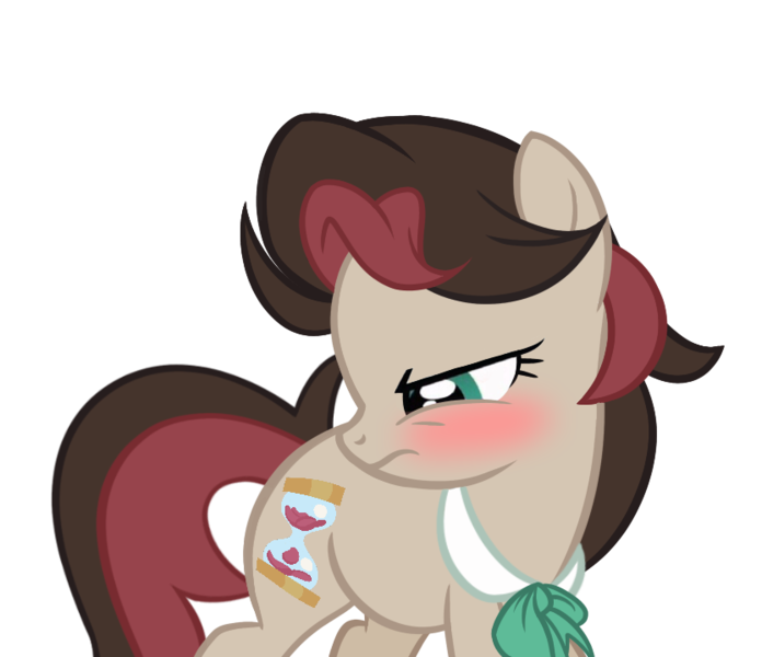 Size: 834x719 | Tagged: safe, artist:herfaithfulstudent, derpibooru import, oc, oc:corellia, unofficial characters only, earth pony, pony, blushing, bowtie, female, offspring, parent:doctor whooves, parent:roseluck, parents:doctorrose, simple background, solo, vector