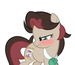 Size: 834x719 | Tagged: safe, artist:herfaithfulstudent, derpibooru import, oc, oc:corellia, unofficial characters only, earth pony, pony, blushing, bowtie, female, offspring, parent:doctor whooves, parent:roseluck, parents:doctorrose, simple background, solo, vector