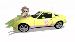 Size: 1920x1080 | Tagged: safe, artist:grapefruitface1, derpibooru import, fluttershy, equestria girls, 3d, car, gmod, mazda, mazda mx5, seductive pose, solo, video game, wallpaper