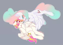 Size: 1280x916 | Tagged: safe, artist:emstylauzer, derpibooru import, oc, oc:pink sugar, oc:pristine palette, unofficial characters only, pegasus, pony, belly, blushing, female, flying, lesbian, magical lesbian spawn, mare, offspring, pregnant