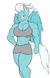 Size: 1056x1647 | Tagged: 1000 years in photoshop, abs, anthro, artist:calm wind, artist:matchstickman, biceps, breasts, busty fleetfoot, cleavage, clothes, deltoids, derpibooru import, edit, fleetflex, fleetfoot, midriff, muscles, pecs, safe, shorts, sports bra, sports shorts, wonderbolts, workout outfit