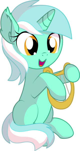 Size: 4918x9233 | Tagged: safe, artist:cyanlightning, derpibooru import, lyra heartstrings, pony, unicorn, .svg available, absurd resolution, chest fluff, cute, ear fluff, female, filly, filly lyra, holding, lyrabetes, lyre, musical instrument, open mouth, simple background, sitting, smiling, solo, transparent background, vector, weapons-grade cute, younger