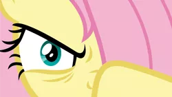 Size: 2106x1185 | Tagged: safe, artist:phucknuckl, derpibooru import, fluttershy, pony, best gift ever, angry eyes, close-up, inkscape, looking at you, vector