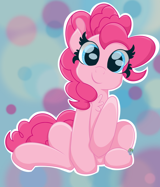 Size: 3000x3500 | Tagged: safe, artist:eillahwolf, derpibooru import, pinkie pie, earth pony, pony, chest fluff, commission, cute, diapinkes, eye clipping through hair, female, looking at you, mare, sitting, solo, ych result