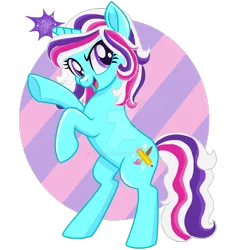 Size: 1280x1302 | Tagged: safe, artist:pokeponyeq, derpibooru import, oc, oc:crystal skylight, pony, unicorn, base used, deviantart watermark, female, magic, mare, obtrusive watermark, rearing, solo, watermark