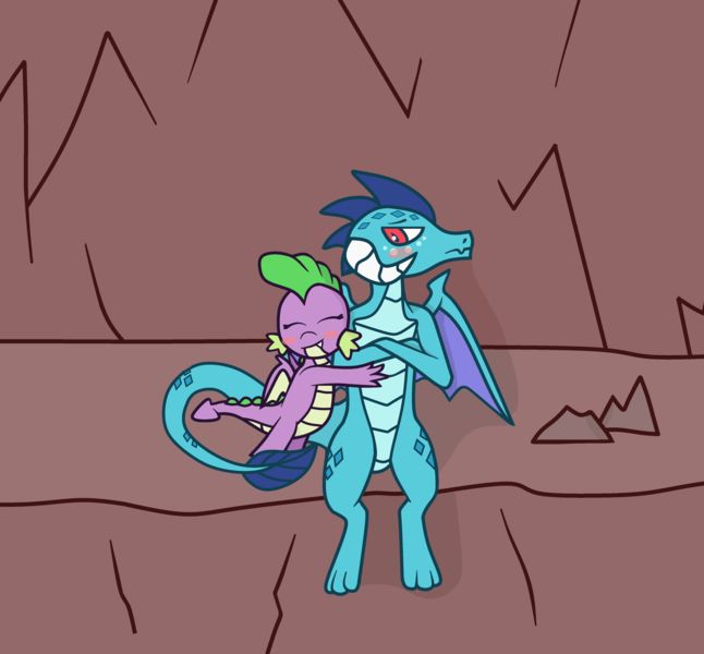 Size: 4200x3900 | Tagged: artist:maxter-advance, barb, barbash, blushing, derpibooru import, dragon, dragoness, emberspike, female, hug, male, prince ash, princess ember, rule 63, safe, shipping, spike, straight, winged spike