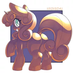 Size: 1500x1500 | Tagged: safe, artist:kaikoinu, derpibooru import, sweetie belle, pony, unicorn, one bad apple, butt, dock, female, gold, golden, looking at you, luster dust, mare, plot, smiling, solo, sweetie butt, sweetie gold