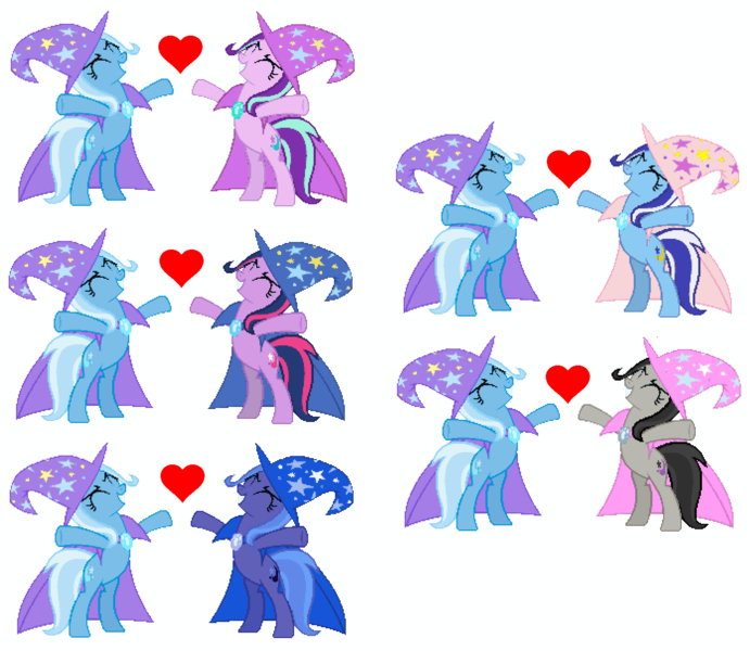 Size: 1392x1208 | Tagged: safe, artist:smhungary, derpibooru import, minuette, octavia melody, princess luna, starlight glimmer, trixie, twilight sparkle, pony, female, lesbian, luxie, minixie, shipping, startrix, trixie gets all the mares, trixtavia, twixie