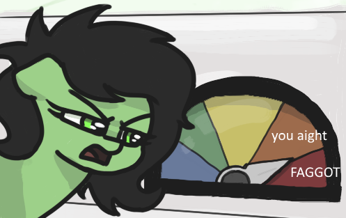 Size: 497x313 | Tagged: safe, artist:plunger, derpibooru import, oc, oc:anonfilly, unofficial characters only, pony, american dad, faggot, female, filly, solo, vulgar