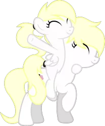 Size: 4153x5000 | Tagged: safe, artist:fuzzybrushy, derpibooru import, oc, oc:kyrie, oc:luftkrieg, pegasus, pony, aryan, aryan pony, blonde, cute, eyes closed, female, filly, happy, heil, mother and child, mother and daughter, nazipone, riding, vector, walking