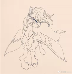 Size: 1836x1879 | Tagged: safe, artist:ogre, derpibooru import, nightmare moon, alicorn, pony, female, helmet, mare, monochrome, solo