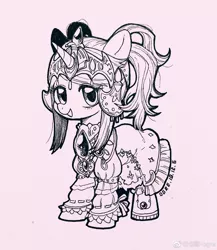 Size: 1836x2118 | Tagged: safe, artist:ogre, derpibooru import, ponified, pony, unicorn, female, final fantasy, final fantasy xiv, mare, monochrome, nanamo ul namo, solo