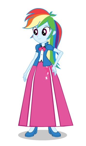 Size: 550x930 | Tagged: safe, alternate version, artist:cartoonmasterv3, derpibooru import, rainbow dash, equestria girls, alternate universe, clothes, long skirt, shoes, skirt