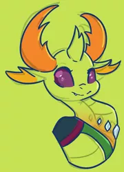 Size: 1266x1755 | Tagged: artist:twic0rd, bust, changedling, changeling, cute, derpibooru import, green background, king thorax, male, portrait, safe, simple background, solo, thorabetes, thorax