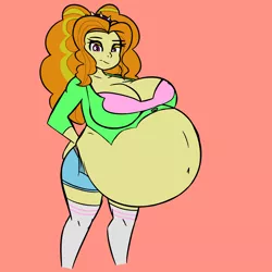 Size: 3000x3000 | Tagged: suggestive, artist:funble, artist:pacificside18, derpibooru import, adagio dazzle, equestria girls, rainbow rocks, adagio preggo, bedroom eyes, belly, belly button, big belly, big breasts, bra, breasts, busty adagio dazzle, cleavage, clothes, female, hairband, huge belly, huge breasts, hyper, hyper belly, hyper pregnancy, impossibly large belly, looking at you, pink background, pregnant, pregnant equestria girls, simple background, socks, solo, solo female, underwear, wardrobe malfunction