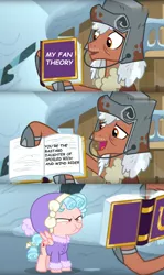 Size: 610x1024 | Tagged: safe, derpibooru import, edit, edited screencap, screencap, cozy glow, rusty bucket, pegasus, pony, frenemies (episode), angry, book, clothes, comic, cozy glow is not amused, cozybetes, cozybuse, cute, duo, exploitable meme, fan theory, female, filly, foal, friendship journal, hat, helmet, implied infidelity, meme, narrowed eyes, rusty bucket journal meme, screencap comic, scrunchy face, vulgar, winter outfit