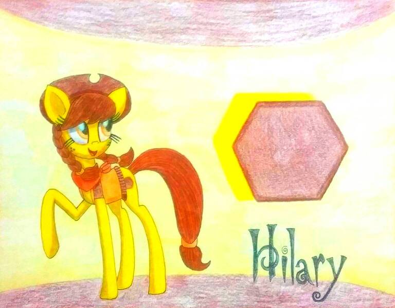 Size: 1104x863 | Tagged: safe, artist:dialysis2day, derpibooru import, oc, oc:hilary, earth pony, pony, female, hat, mare, solo, traditional art